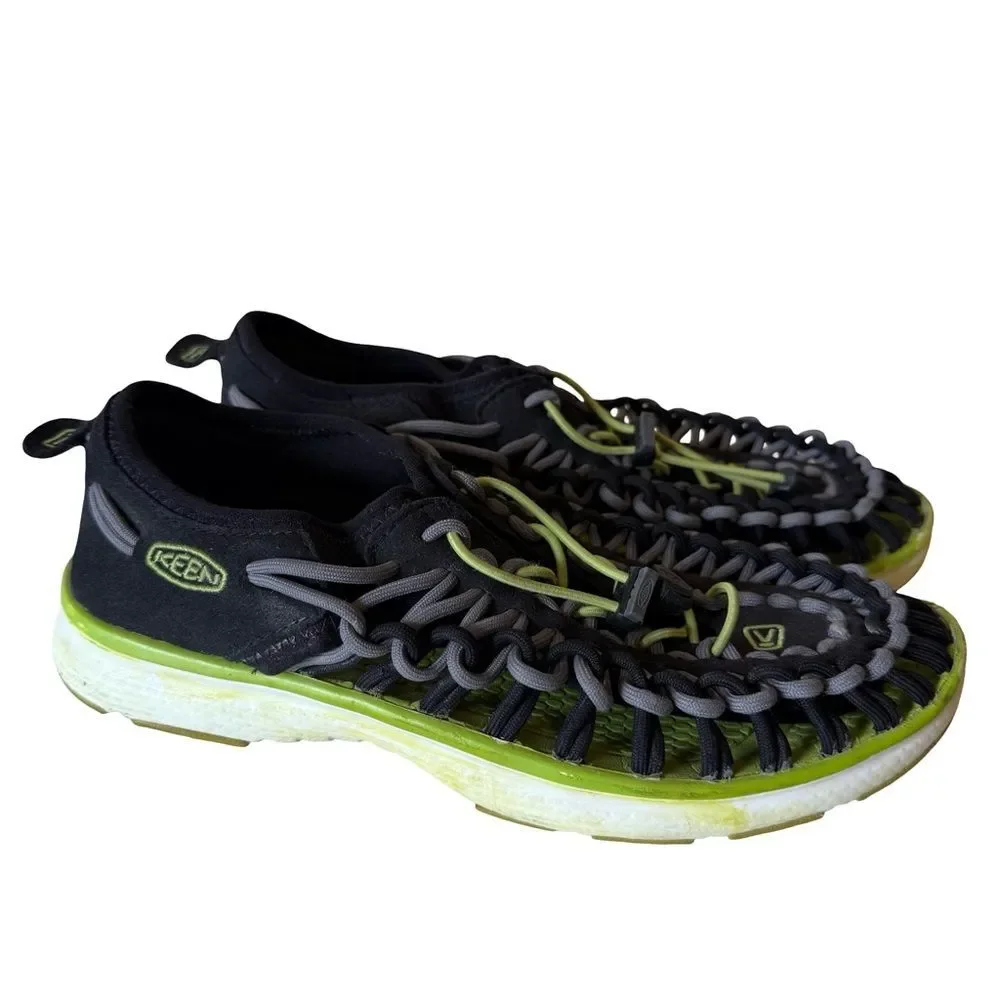 Keen Uneek Youth Size 4 Paracord Sandals Hiking Water Shoes Green Black